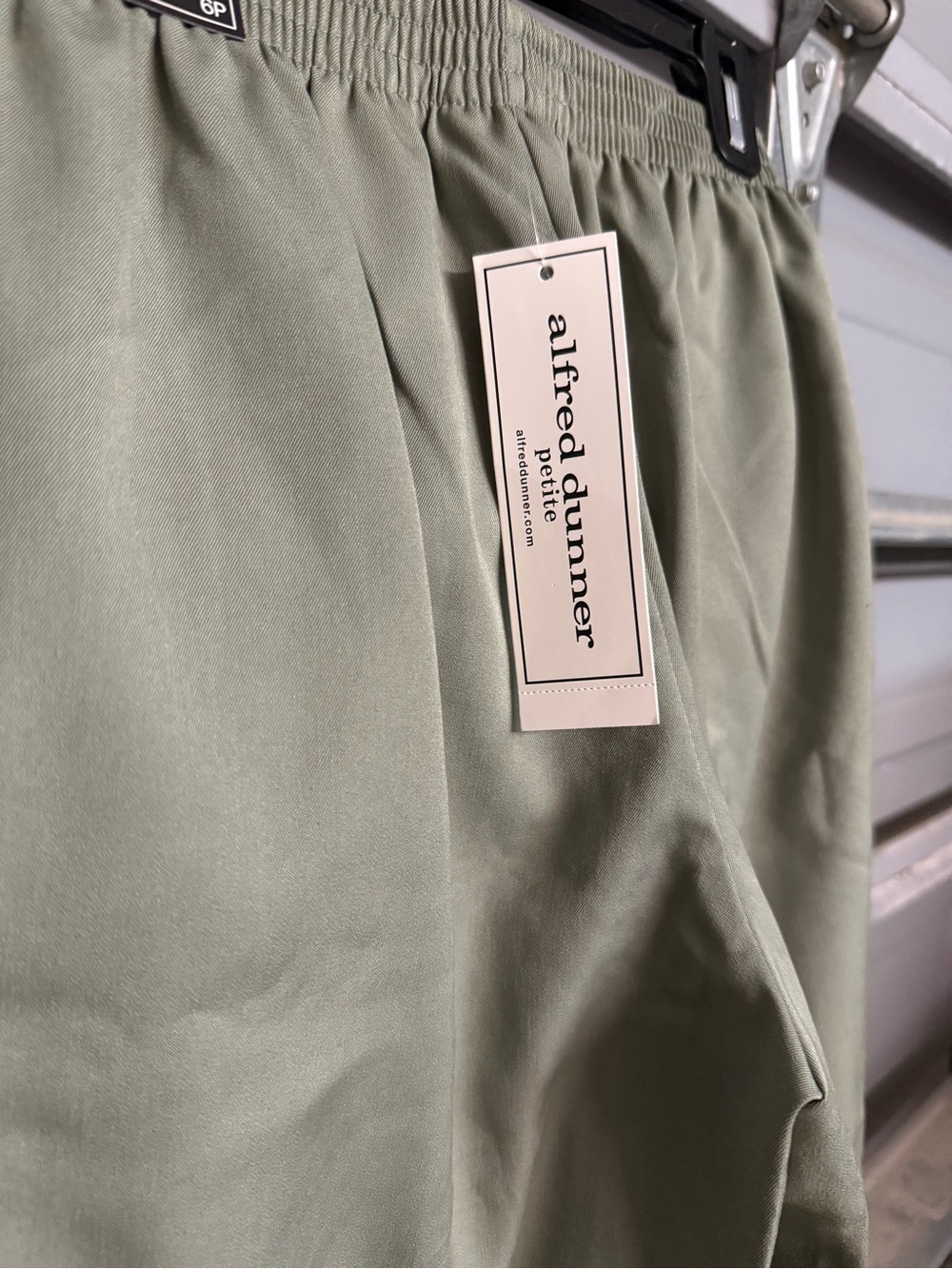 Alfred Dunner High-Waist Wide Leg Pant Trouser - Olive/Sage Green sz 6 PETITE - Picture 4 of 9